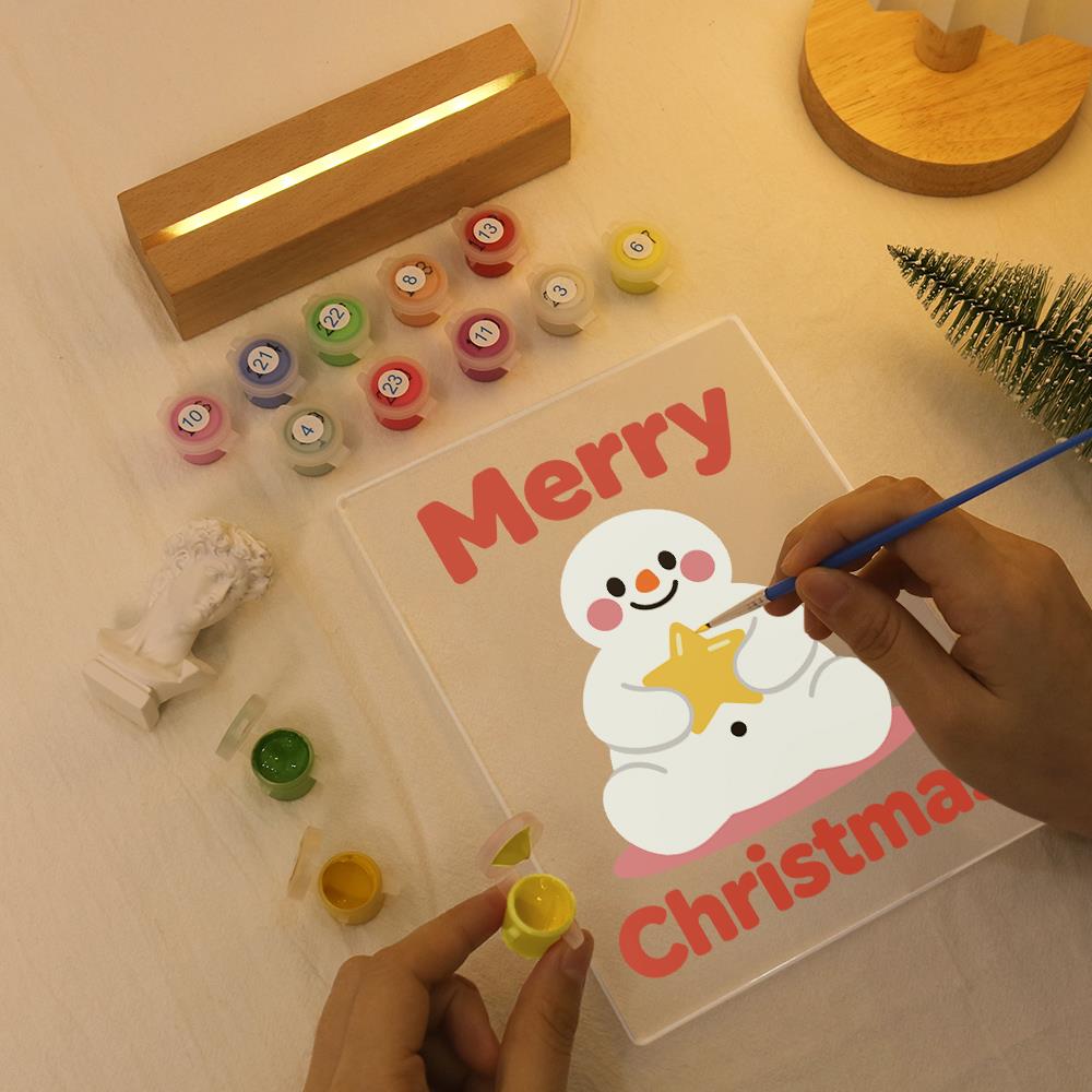 Snowman Hugging a Gold Star paint by numbers light-up sign – image 7