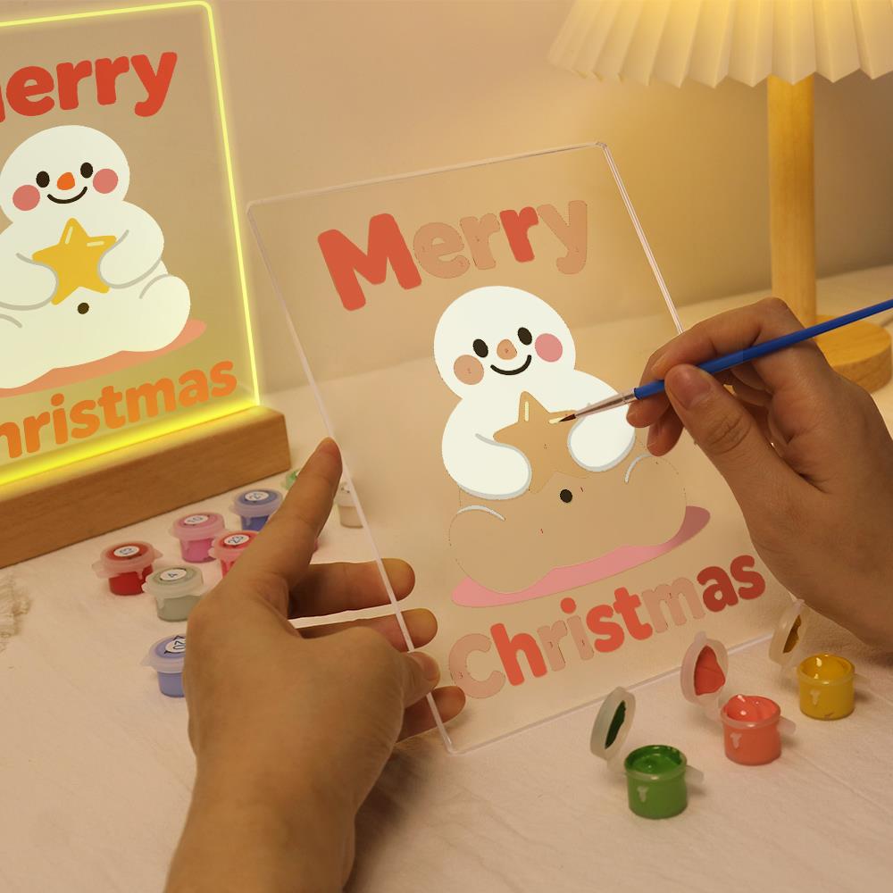 Snowman Hugging a Gold Star paint by numbers light-up sign – image 9