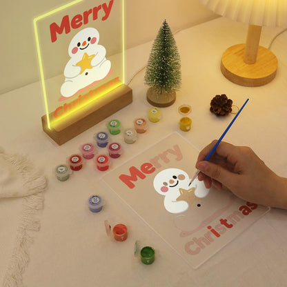 Snowman Hugging a Gold Star paint by numbers light-up sign – image 10