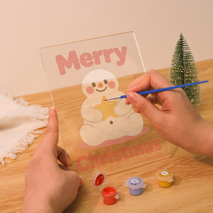 Snowman Hugging a Gold Star paint by numbers light-up sign – image 11