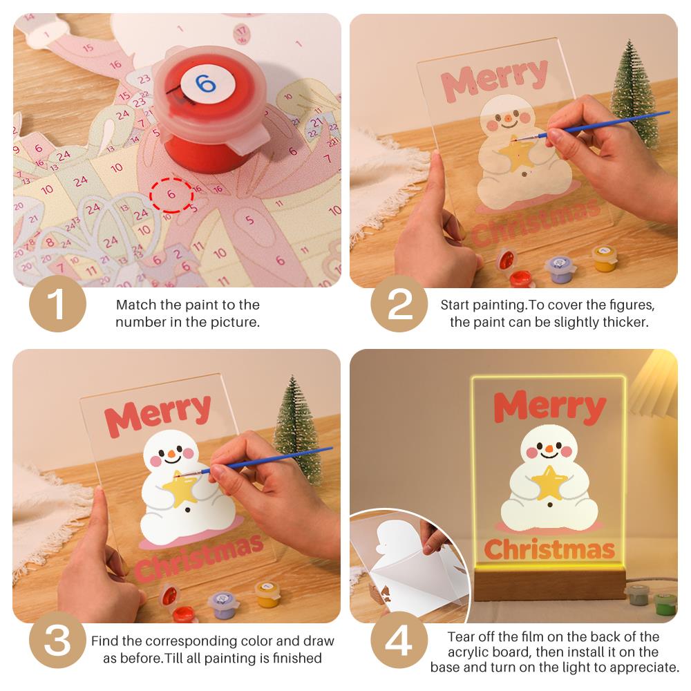 Snowman Hugging a Gold Star paint by numbers light-up sign – image 12
