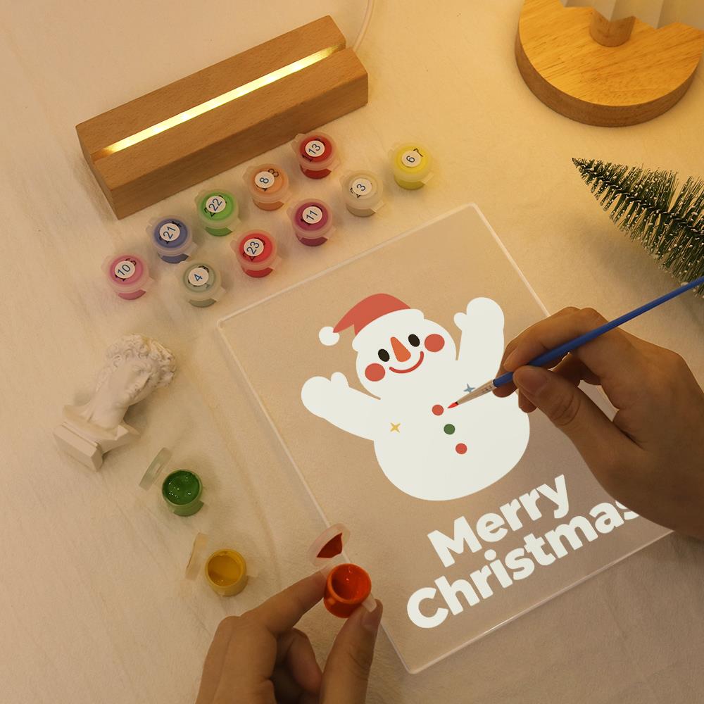 Cheering Snowman in a Red Cap paint by numbers light-up sign – image 7