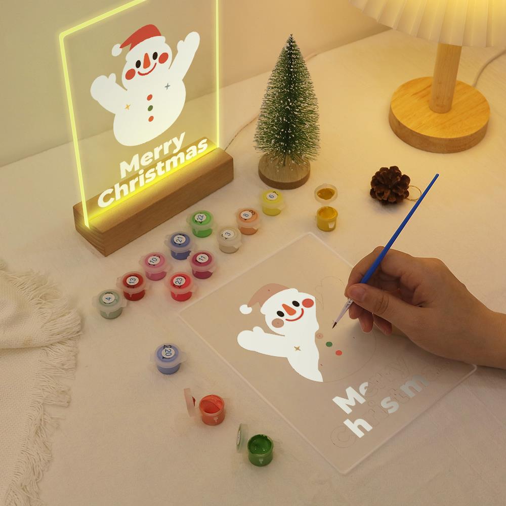 Cheering Snowman in a Red Cap paint by numbers light-up sign – image 10