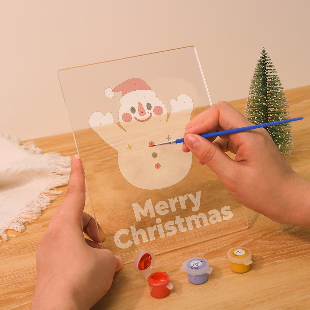 Cheering Snowman in a Red Cap paint by numbers light-up sign – image 11
