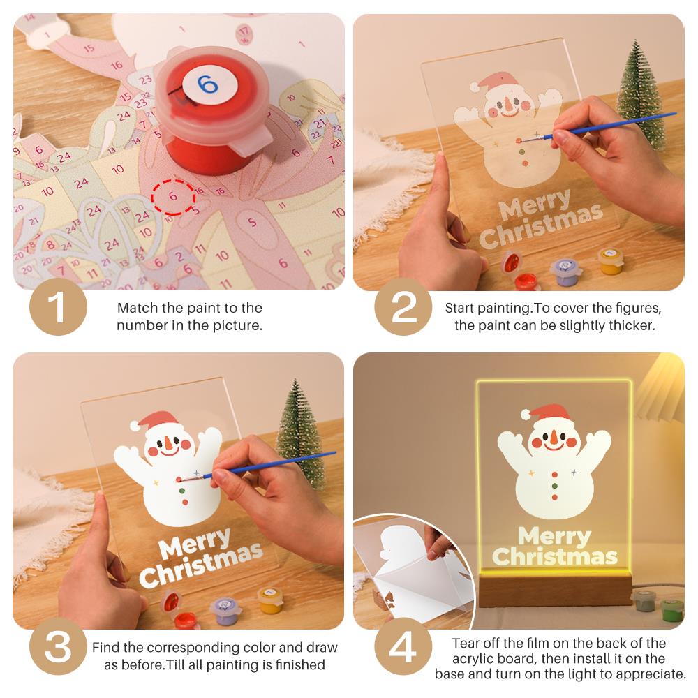 Cheering Snowman in a Red Cap paint by numbers light-up sign – image 12