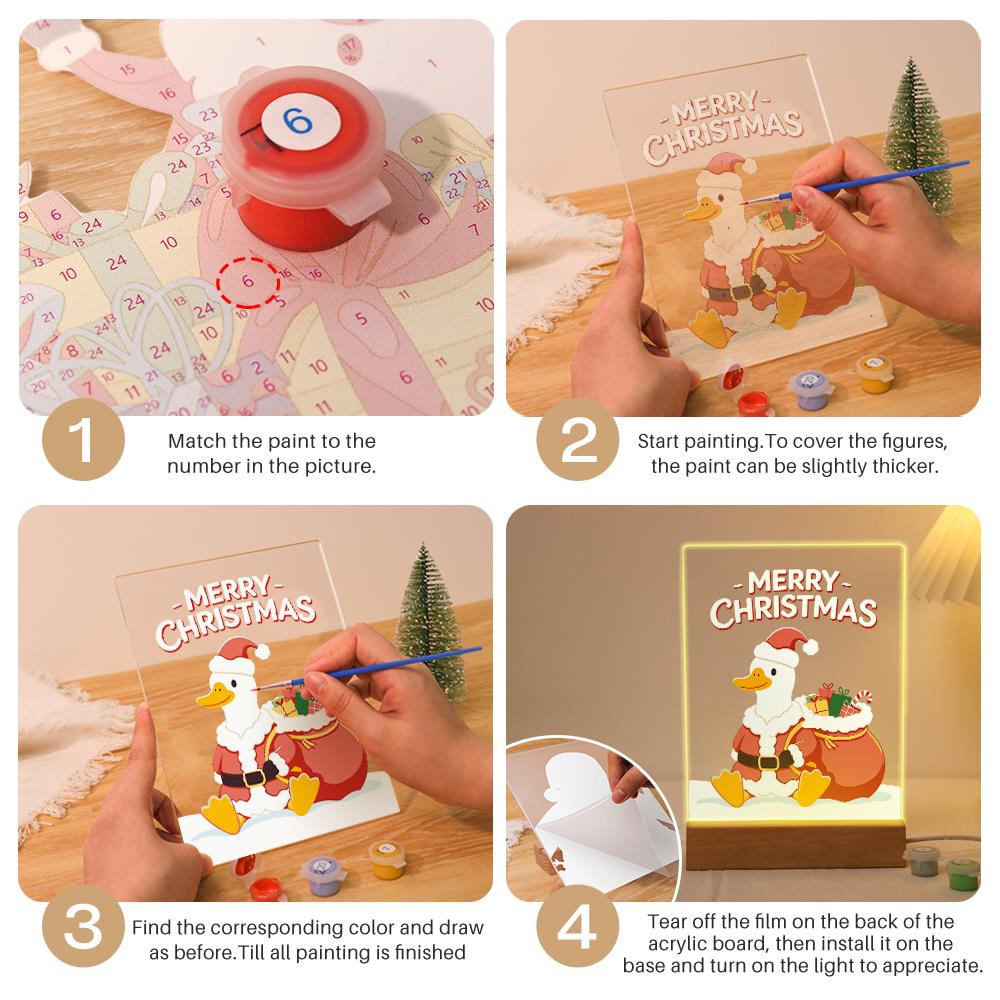 Duck with Santa's Gift Sack paint by numbers light-up sign – image 12