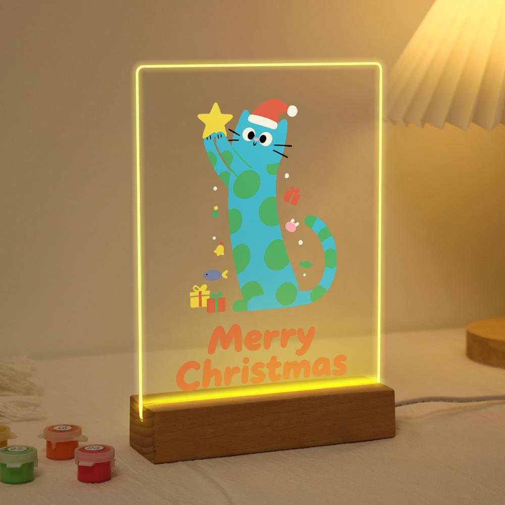 Polka-Dot Cat Reaching for a Star paint by numbers light-up sign – image 3