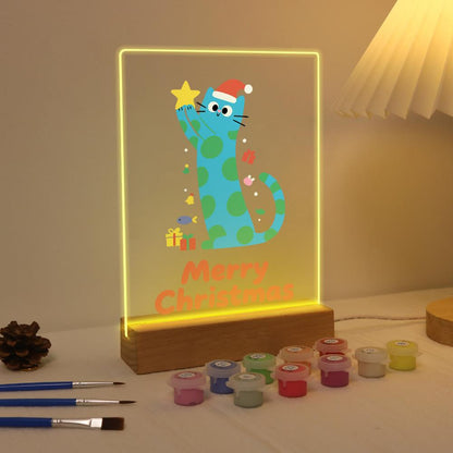 Polka-Dot Cat Reaching for a Star paint by numbers light-up sign – image 4