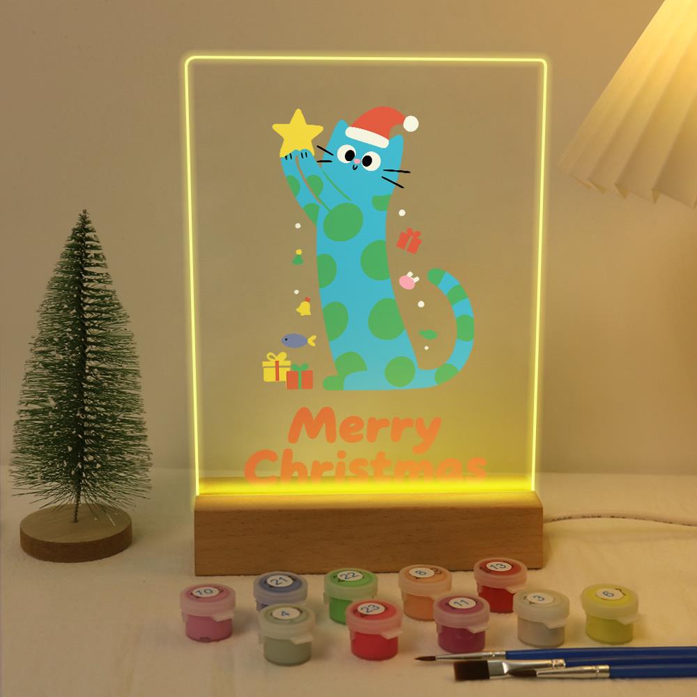 Polka-Dot Cat Reaching for a Star paint by numbers light-up sign – image 5
