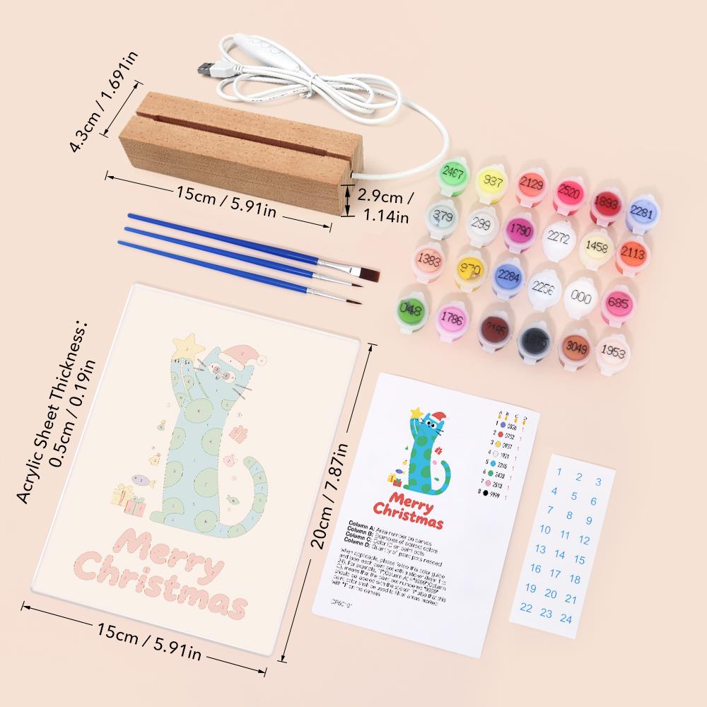 Polka-Dot Cat Reaching for a Star paint by numbers light-up sign – image 6