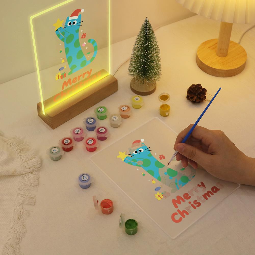 Polka-Dot Cat Reaching for a Star paint by numbers light-up sign – image 10