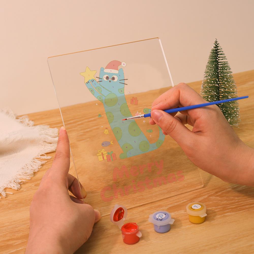 Polka-Dot Cat Reaching for a Star paint by numbers light-up sign – image 11