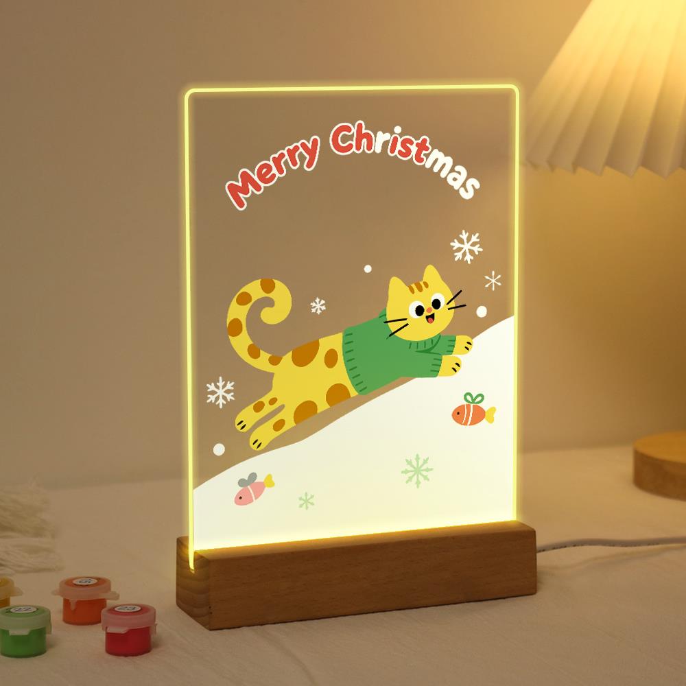 Sweater Cat's Snowy Leap paint by numbers light-up sign – image 3
