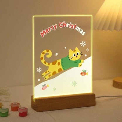 Sweater Cat's Snowy Leap paint by numbers light-up sign – image 3