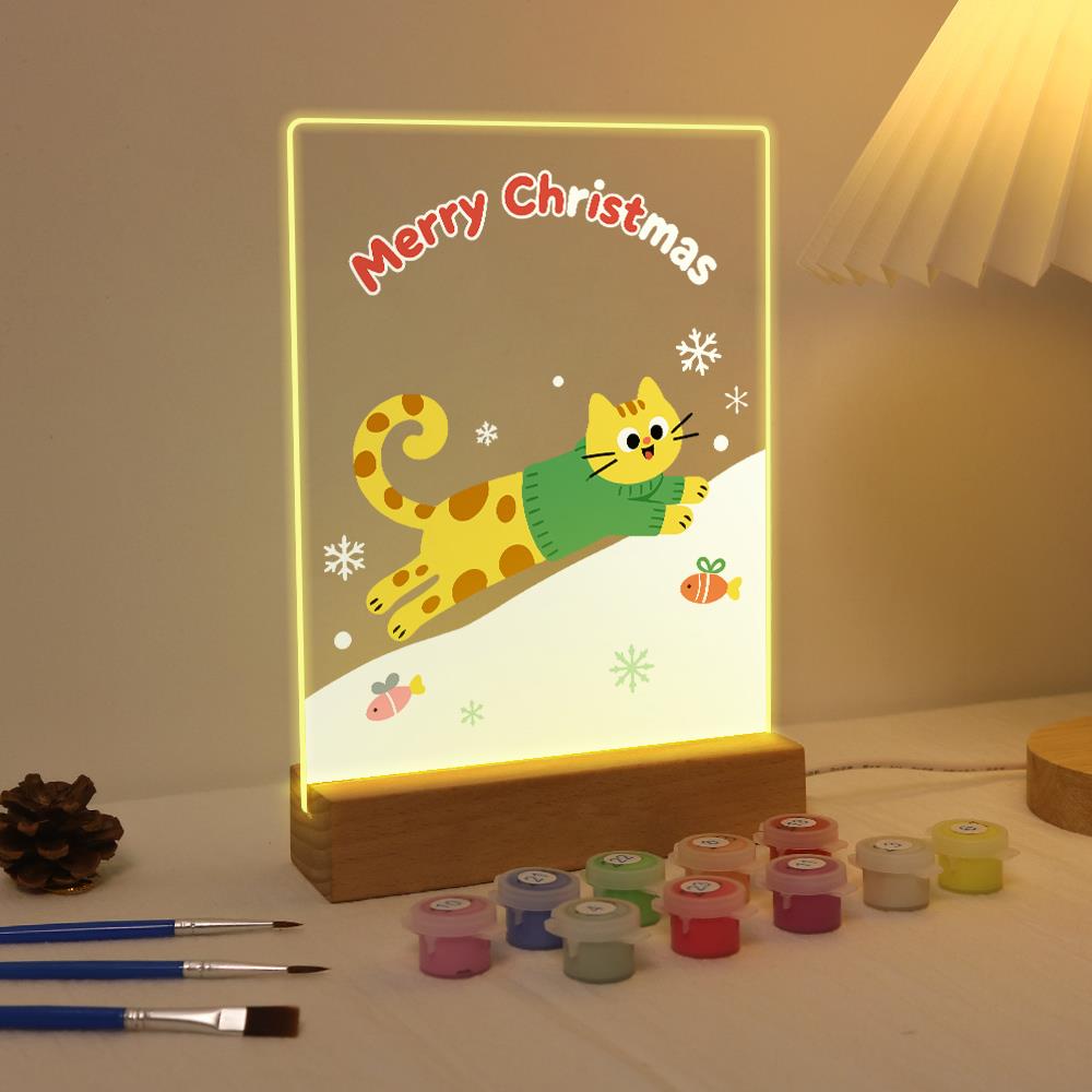 Sweater Cat's Snowy Leap paint by numbers light-up sign – image 4