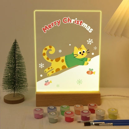 Sweater Cat's Snowy Leap paint by numbers light-up sign – image 5