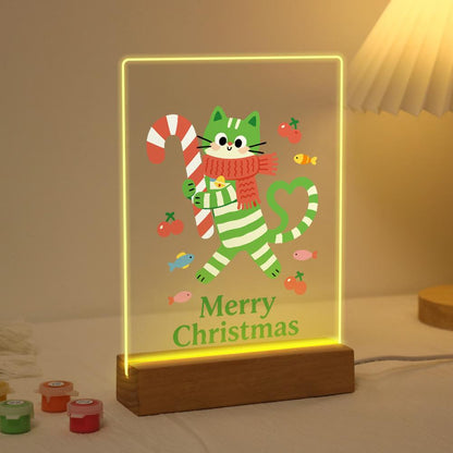 Candy-Cane Cat in a Red Scarf paint by numbers light-up sign – image 3
