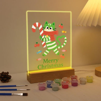 Candy-Cane Cat in a Red Scarf paint by numbers light-up sign – image 4