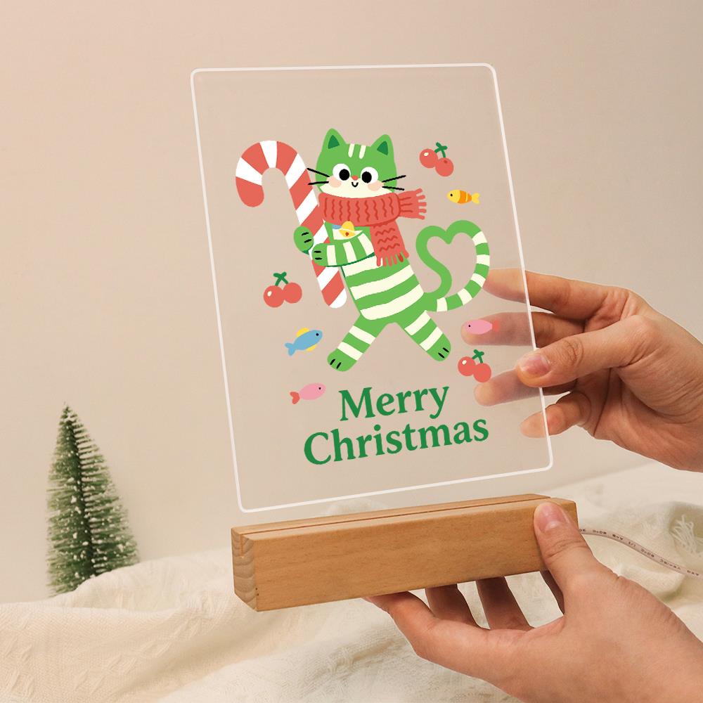 Candy-Cane Cat in a Red Scarf paint by numbers light-up sign – image 13