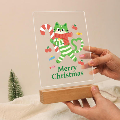 Candy-Cane Cat in a Red Scarf paint by numbers light-up sign – image 13