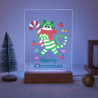 Candy-Cane Cat in a Red Scarf paint by numbers light-up sign – image 14