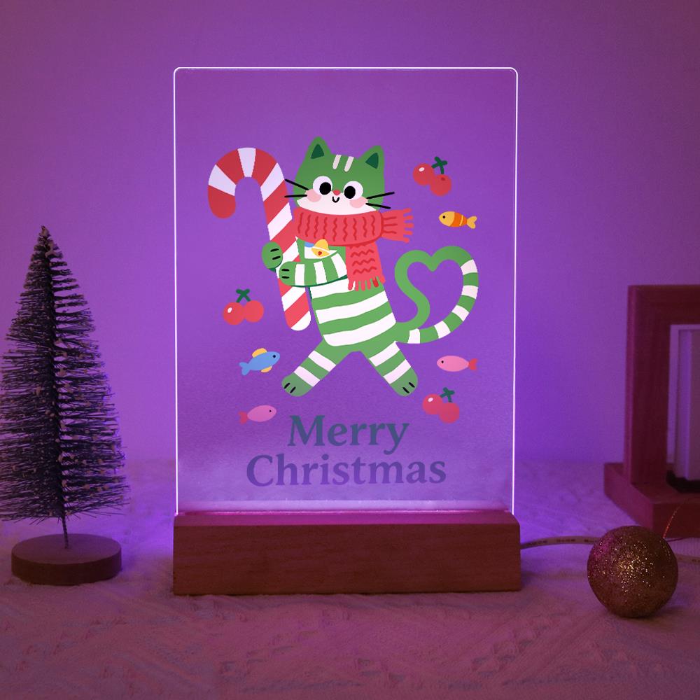 Candy-Cane Cat in a Red Scarf paint by numbers light-up sign – image 15