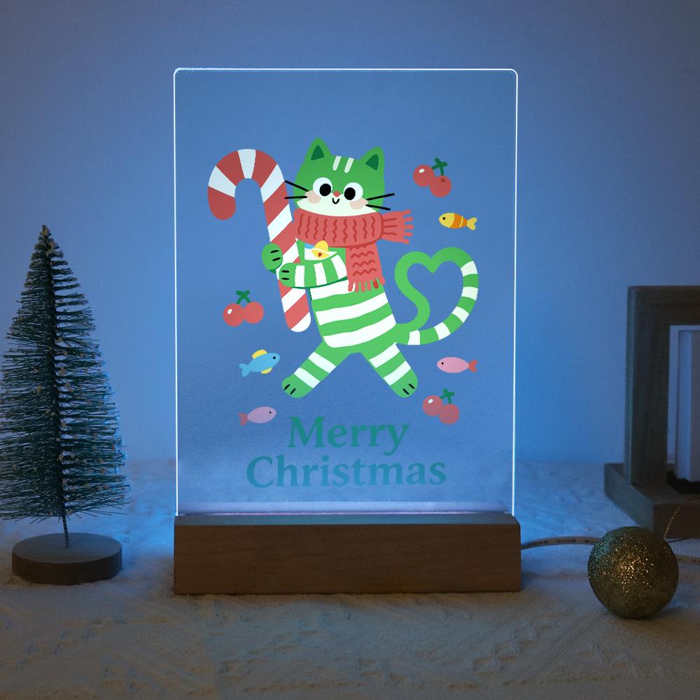 Candy-Cane Cat in a Red Scarf paint by numbers light-up sign – image 16
