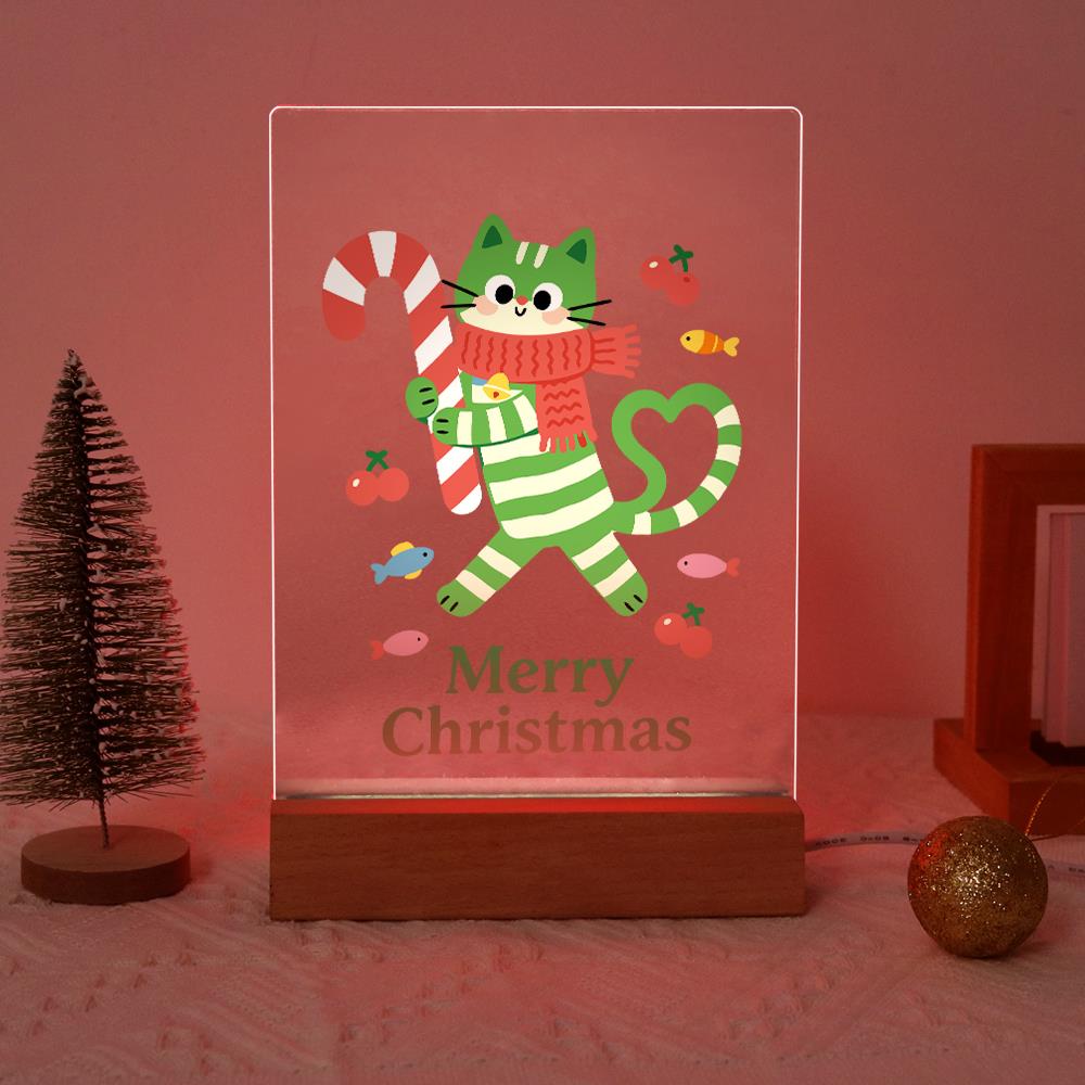 Candy-Cane Cat in a Red Scarf paint by numbers light-up sign – image 17