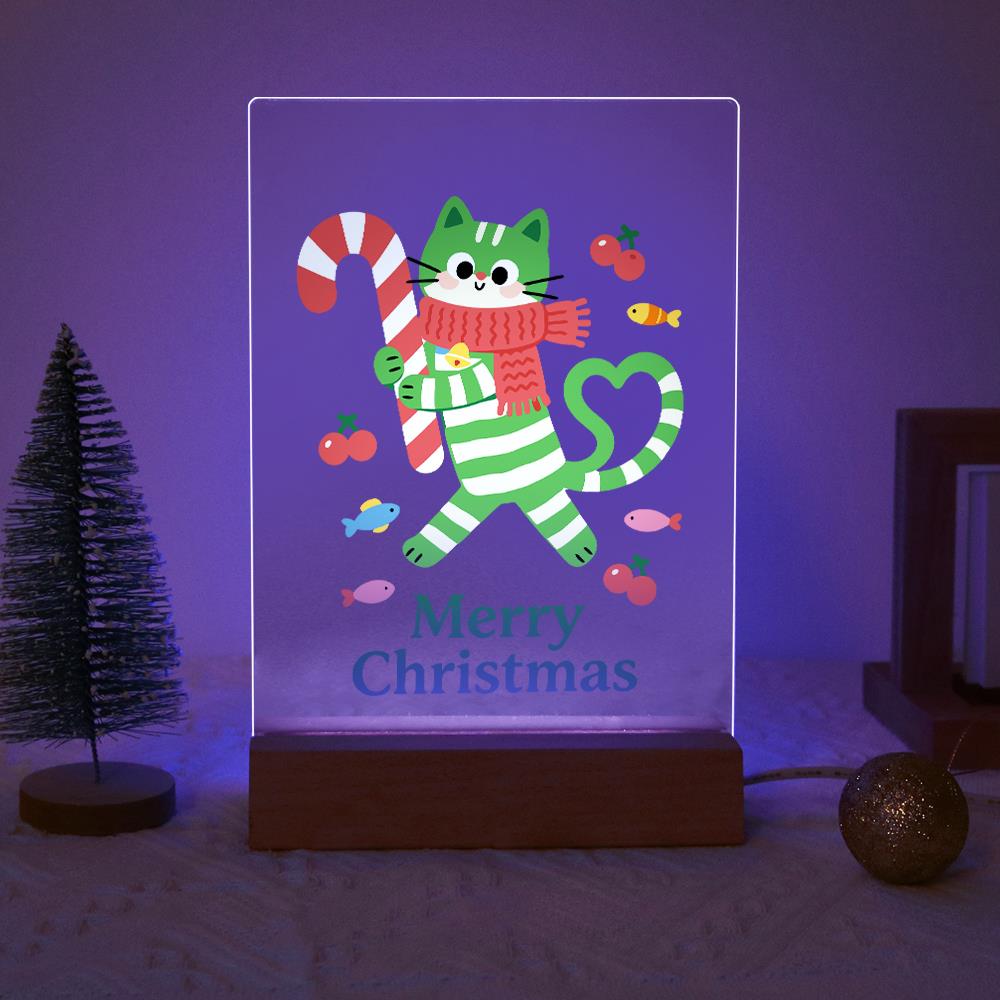 Candy-Cane Cat in a Red Scarf paint by numbers light-up sign – image 18
