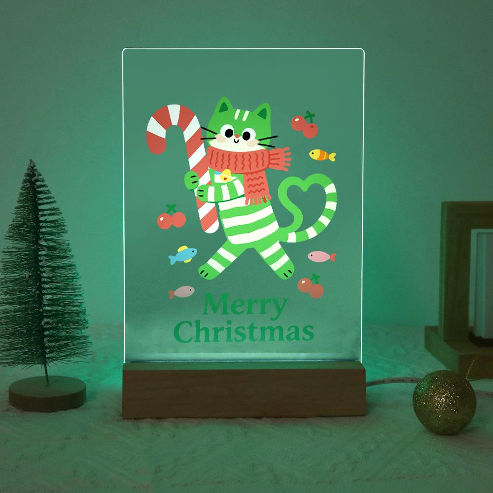 Candy-Cane Cat in a Red Scarf paint by numbers light-up sign – image 19