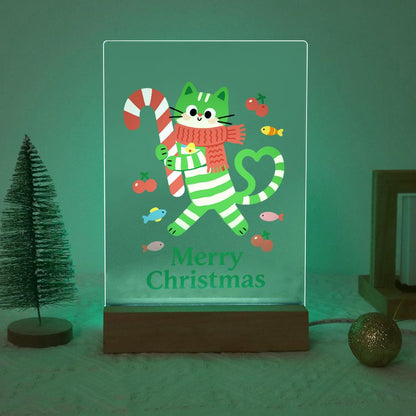 Candy-Cane Cat in a Red Scarf paint by numbers light-up sign – image 19