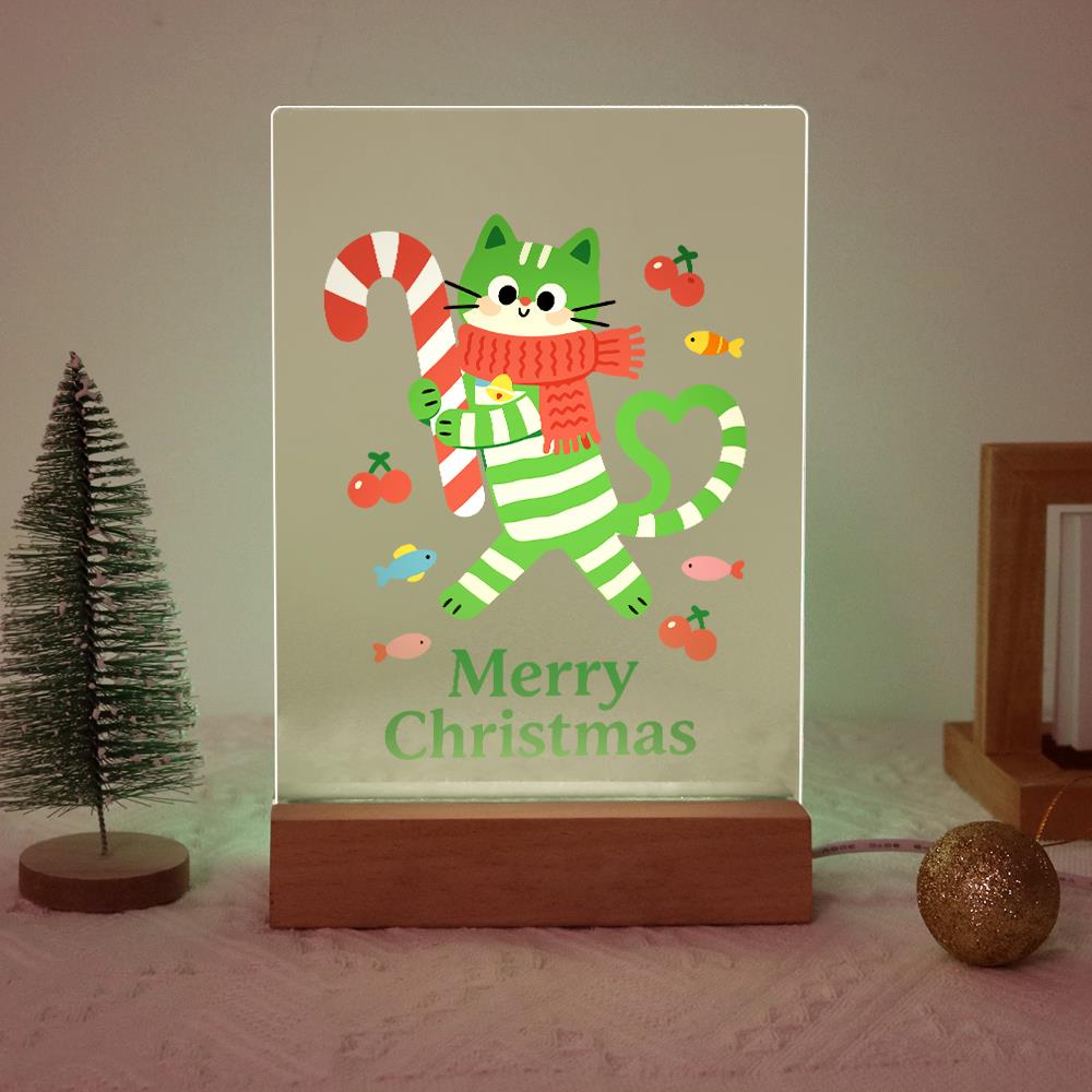 Candy-Cane Cat in a Red Scarf paint by numbers light-up sign – image 20