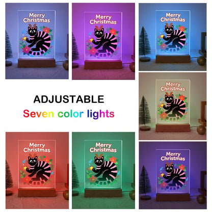 Antlered Black Cat in Poinsettias paint by numbers light-up sign – image 8