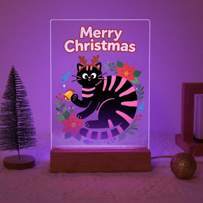 Antlered Black Cat in Poinsettias paint by numbers light-up sign – image 15