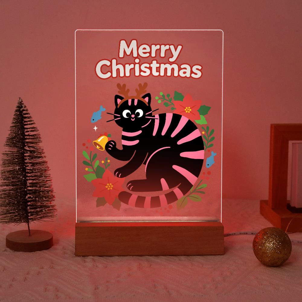 Antlered Black Cat in Poinsettias paint by numbers light-up sign – image 17