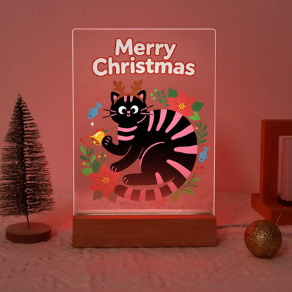 Antlered Black Cat in Poinsettias paint by numbers light-up sign – image 17