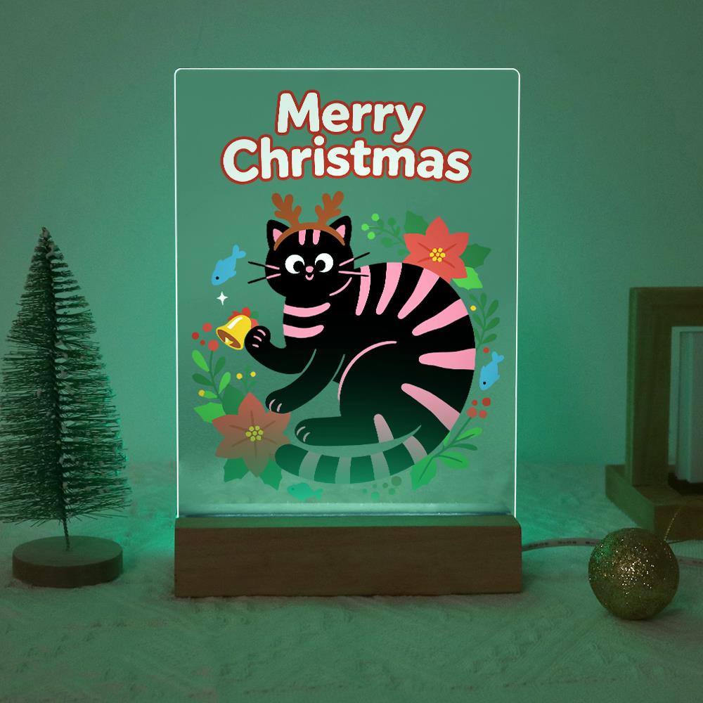 Antlered Black Cat in Poinsettias paint by numbers light-up sign – image 19