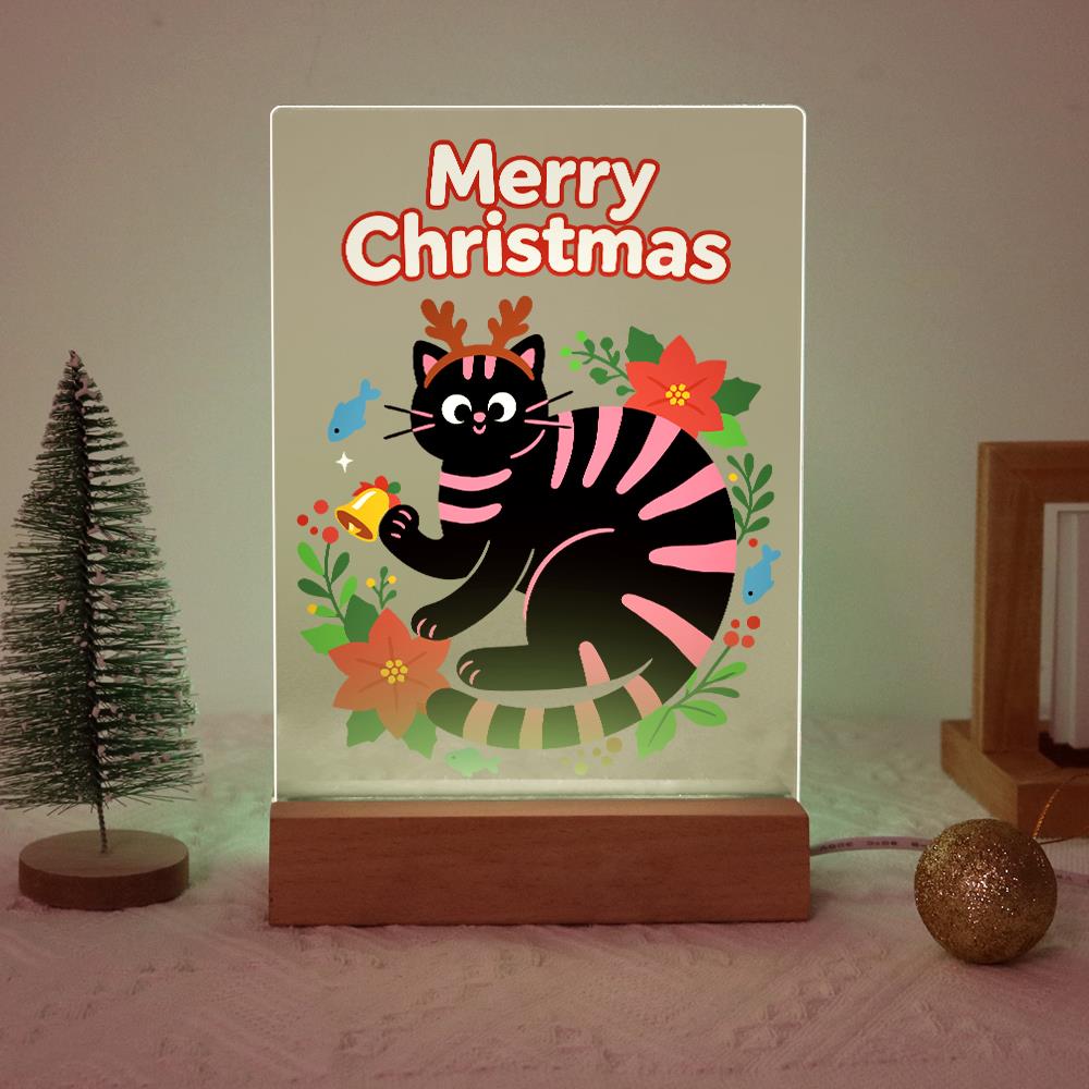 Antlered Black Cat in Poinsettias paint by numbers light-up sign – image 20
