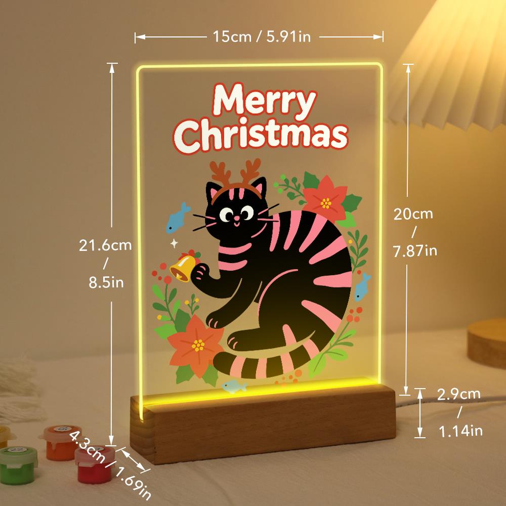 Antlered Black Cat in Poinsettias paint by numbers light-up sign – image 21