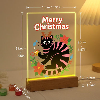 Antlered Black Cat in Poinsettias paint by numbers light-up sign – image 21