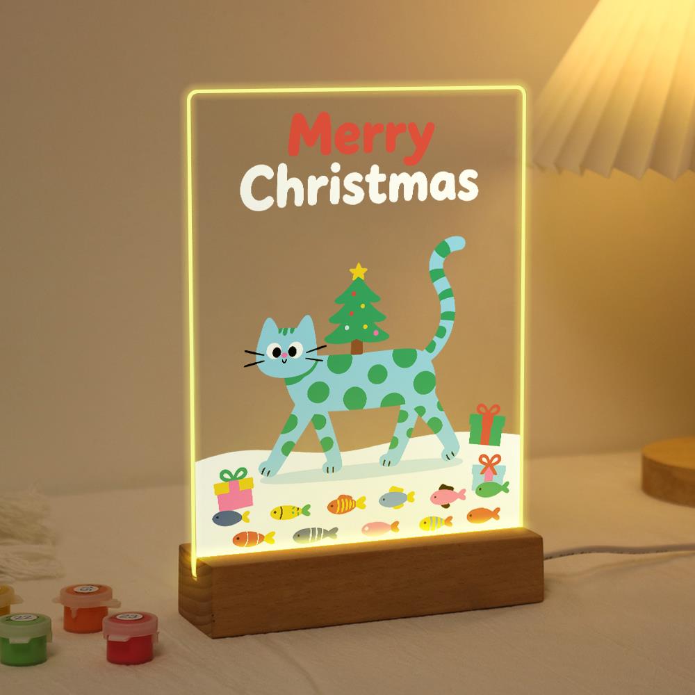 Spotted Cat Carrying a Tiny Tree paint by numbers light-up sign – image 3