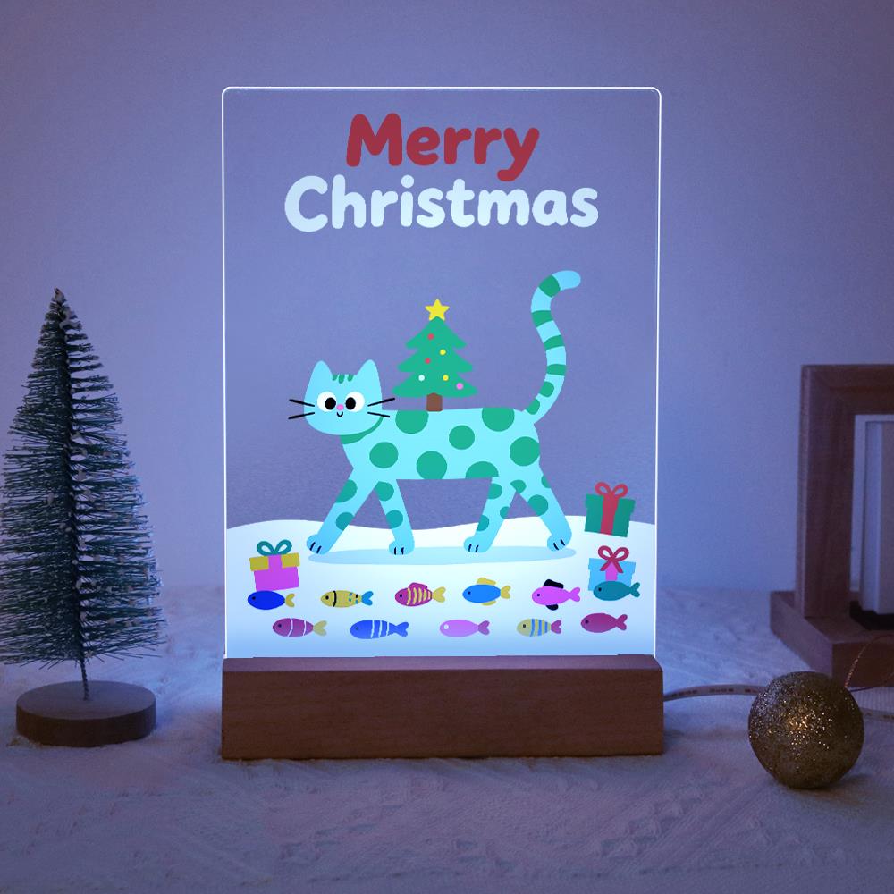 Spotted Cat Carrying a Tiny Tree paint by numbers light-up sign – image 14