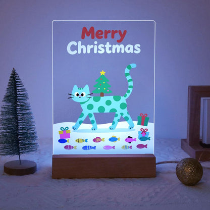 Spotted Cat Carrying a Tiny Tree paint by numbers light-up sign – image 14