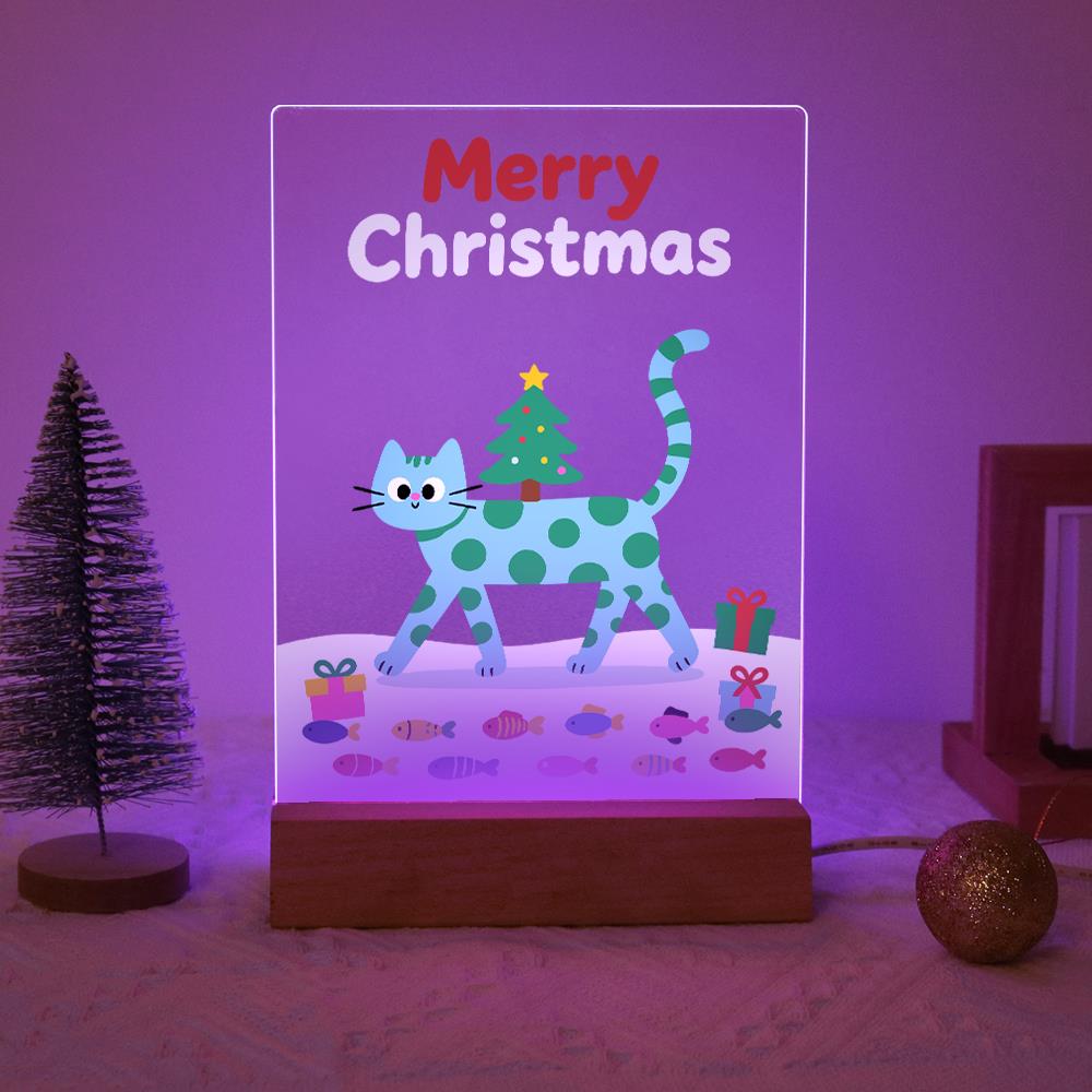 Spotted Cat Carrying a Tiny Tree paint by numbers light-up sign – image 15