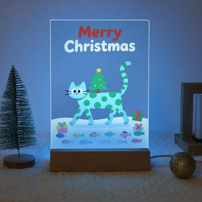 Spotted Cat Carrying a Tiny Tree paint by numbers light-up sign – image 16