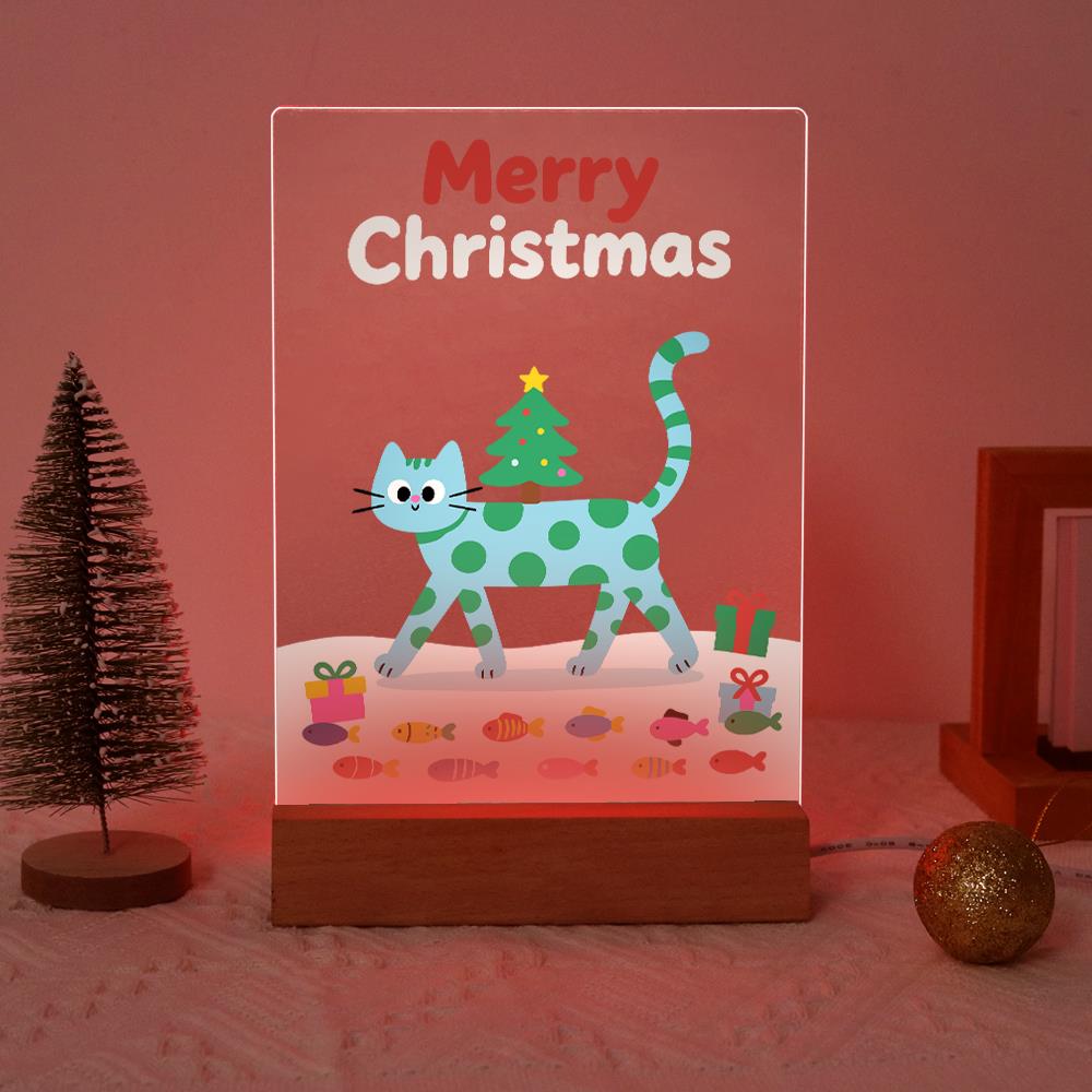 Spotted Cat Carrying a Tiny Tree paint by numbers light-up sign – image 17