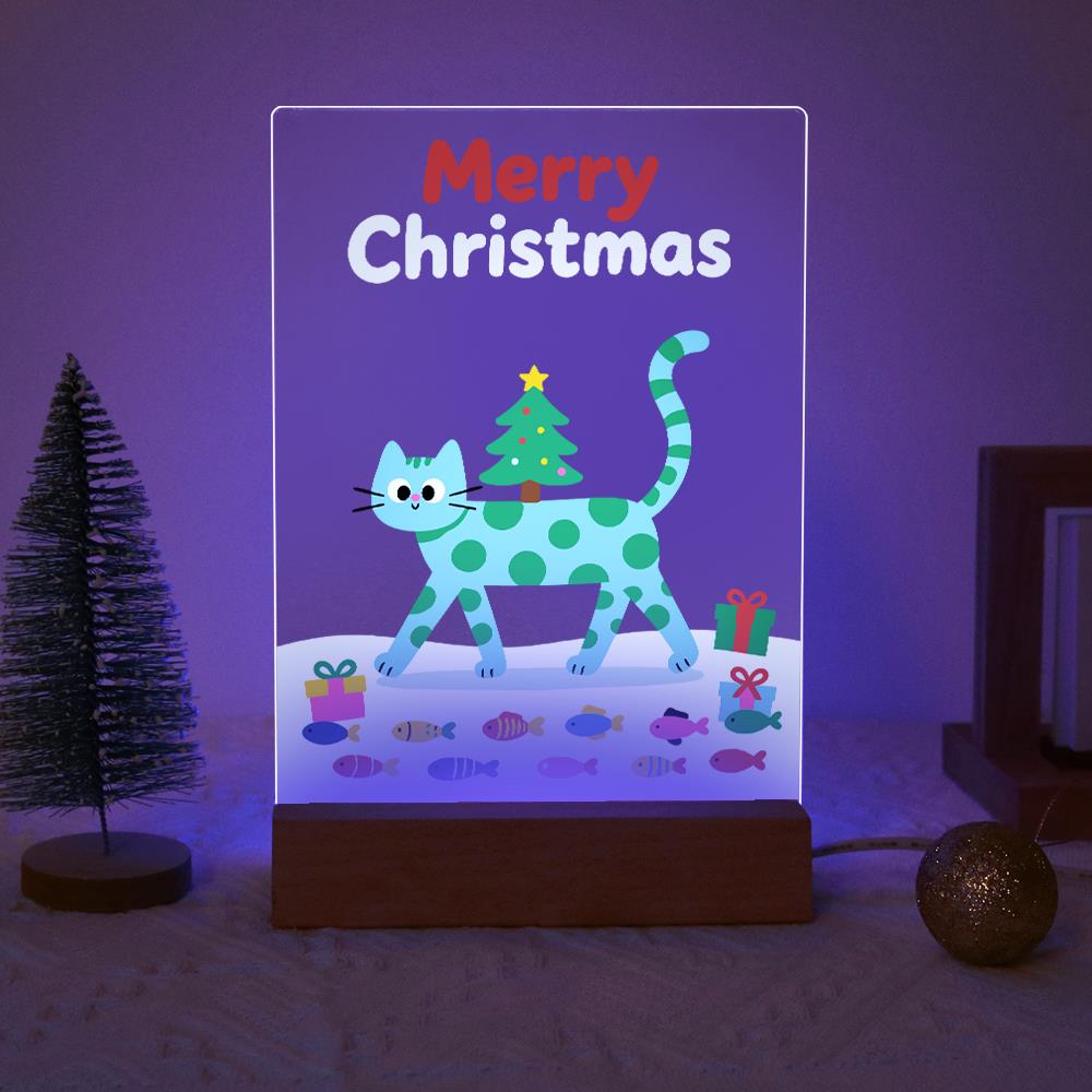 Spotted Cat Carrying a Tiny Tree paint by numbers light-up sign – image 18