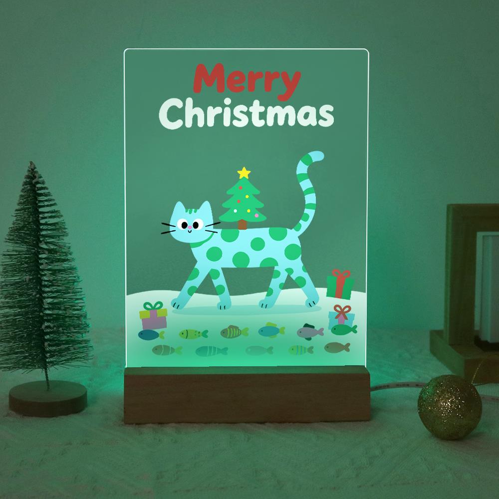 Spotted Cat Carrying a Tiny Tree paint by numbers light-up sign – image 19