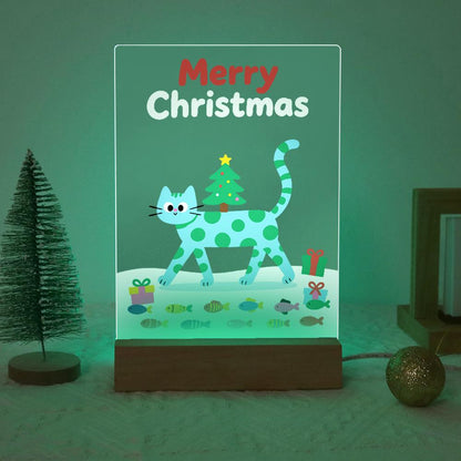 Spotted Cat Carrying a Tiny Tree paint by numbers light-up sign – image 19