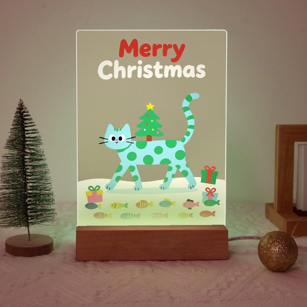 Spotted Cat Carrying a Tiny Tree paint by numbers light-up sign – image 20